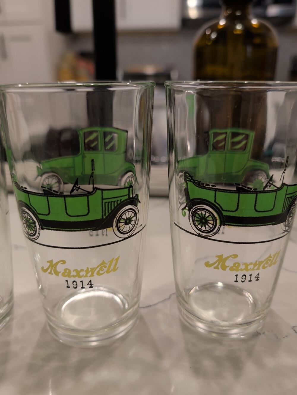 Hazel Atlas Collectible Glass Automobiles Maxwell 1914 and Studebaker 1915